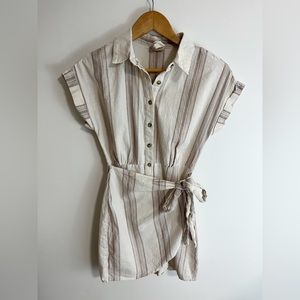 Blu Pepper Button Front Faux Wrap Mini Dress Size Small Cream